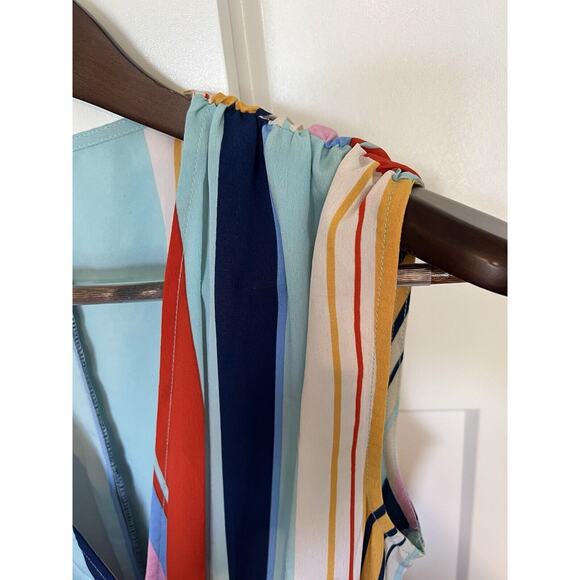 Bibi Women's Junior Dress Size Medium Button Front Multicolor Striped Midi - Picture 3 of 10